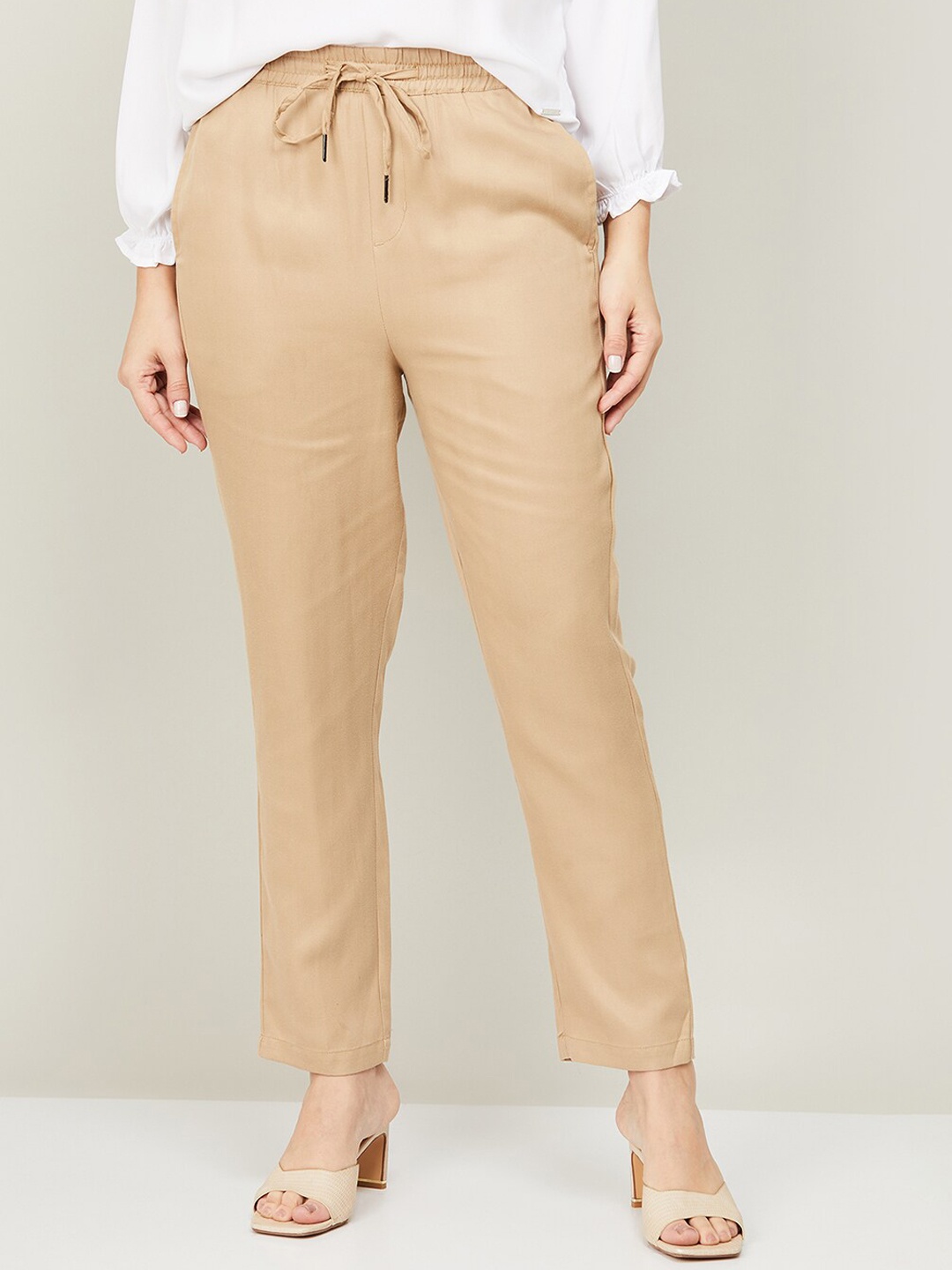 

CODE by Lifestyle Women Beige High-Rise Trousers