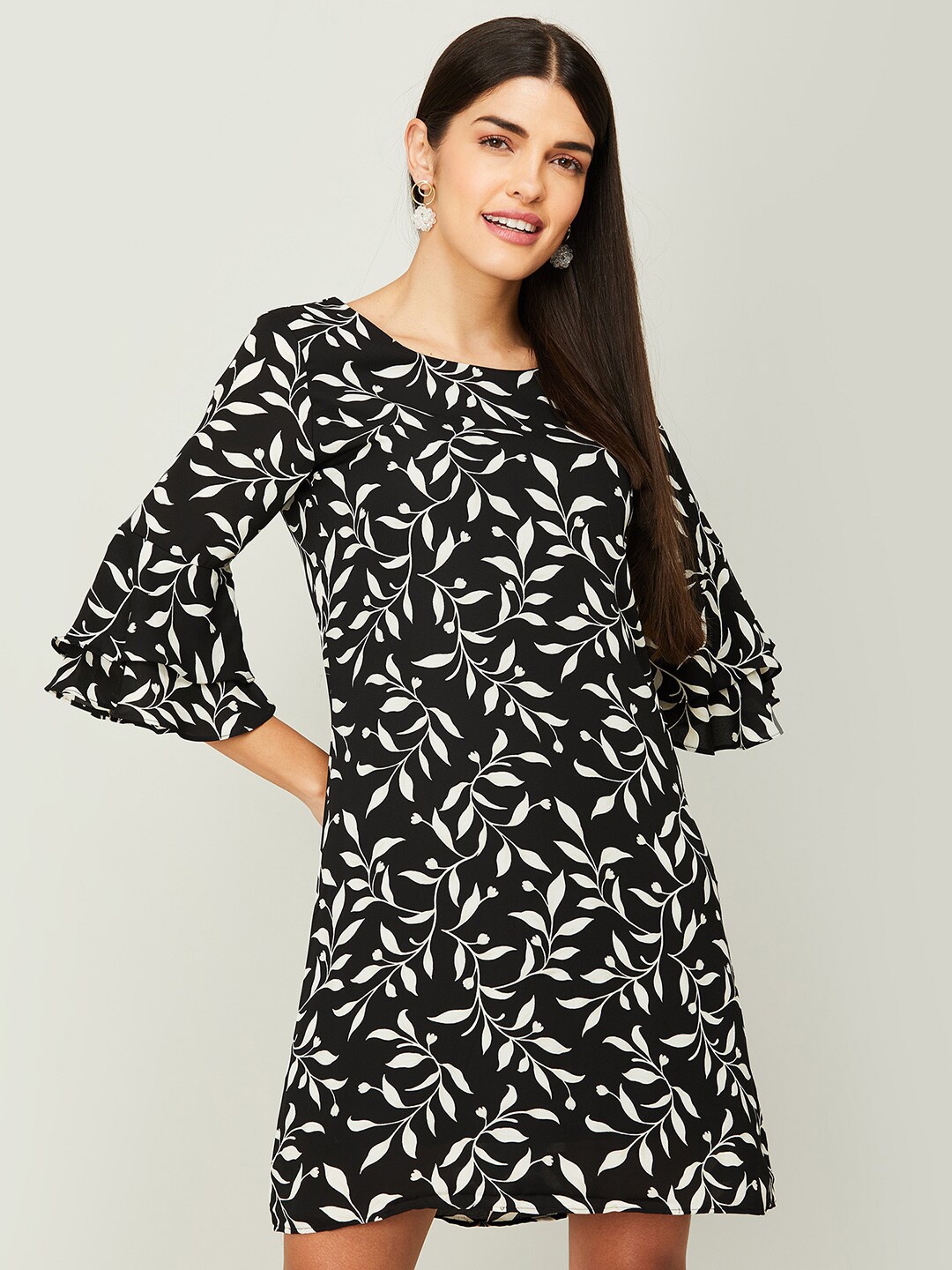 

CODE by Lifestyle Floral Printed A-Line Dress, Black