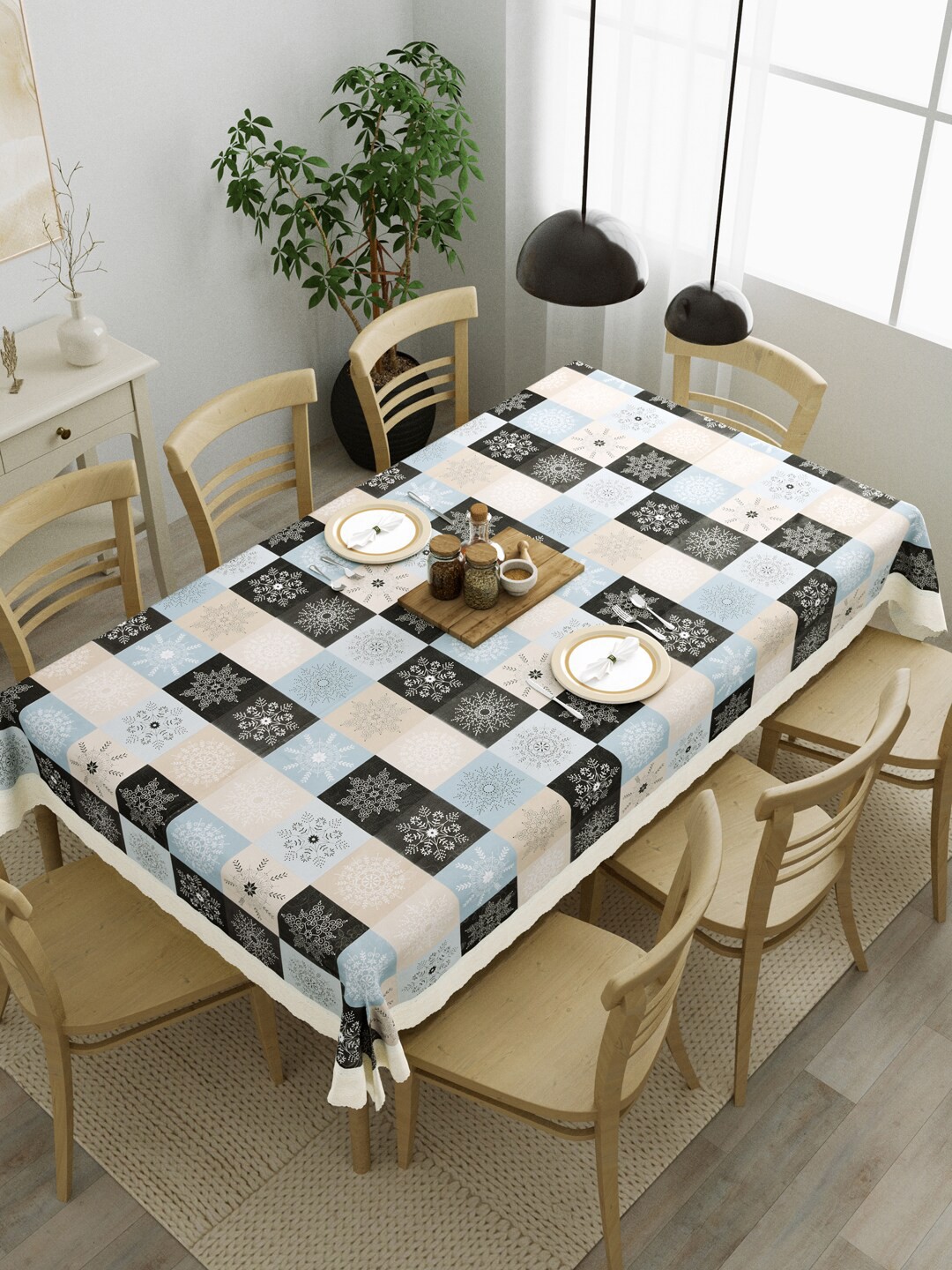 

Clasiko Grey & White Printed PVC 8 Seater Dining Table Cover