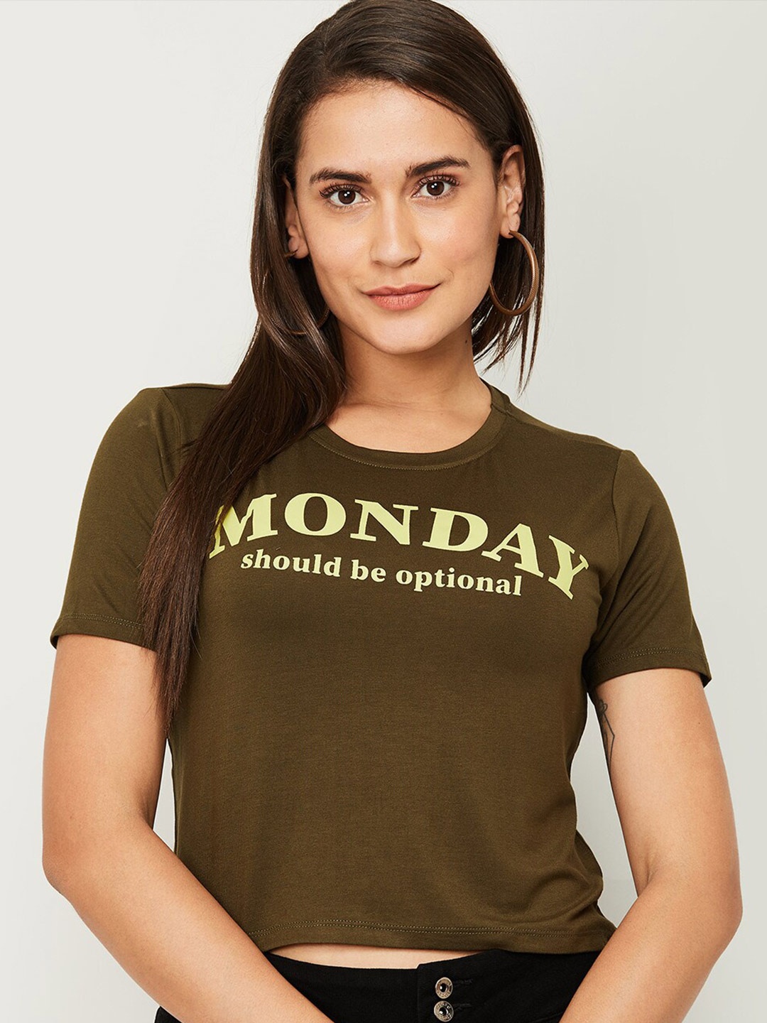 

Ginger by Lifestyle Typography Printed T-shirt, Olive