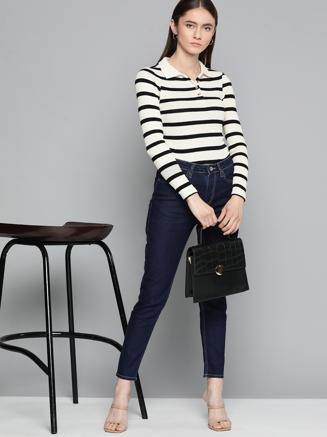 

Chemistry Women Skinny Fit High-Rise Stretchable Jeans, Navy blue