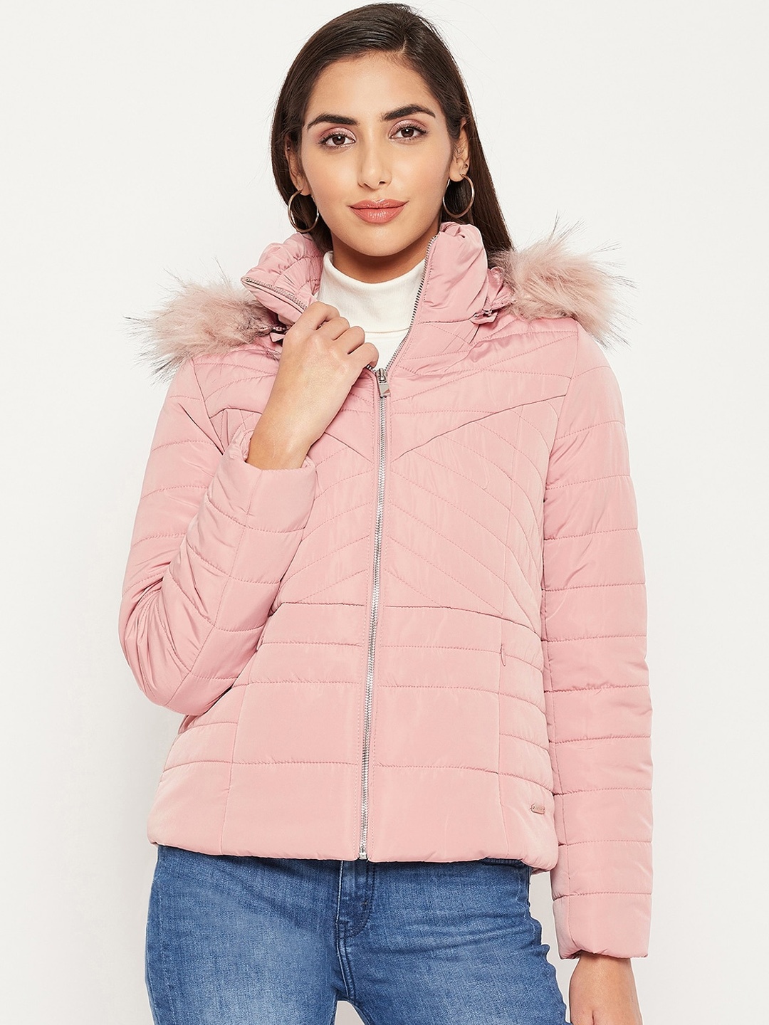 

Madame Women Hooded Parka Jacket, Pink