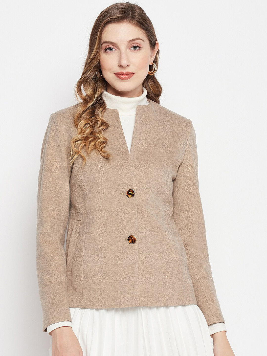 

Madame Women Khaki Solid Coat