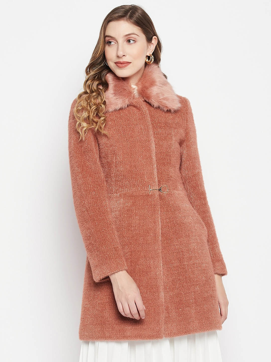 

Madame Women Regular-Fit Faux Fur Trim Overcoats, Rust
