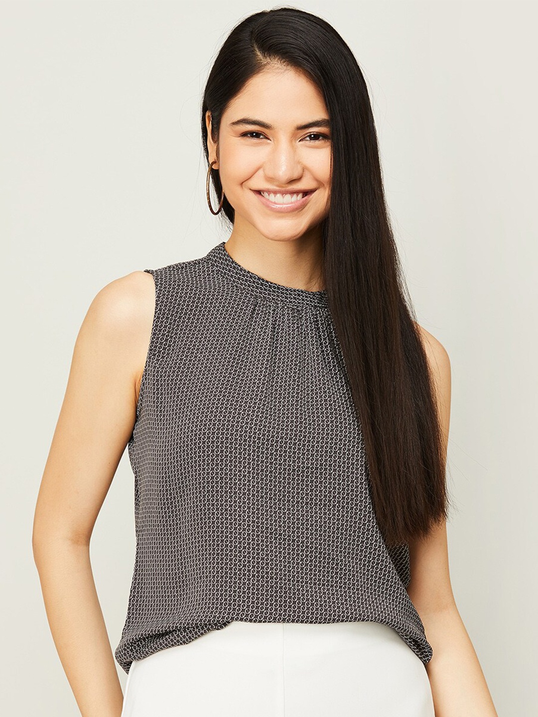 

CODE by Lifestyle Geometric Print Top, Black