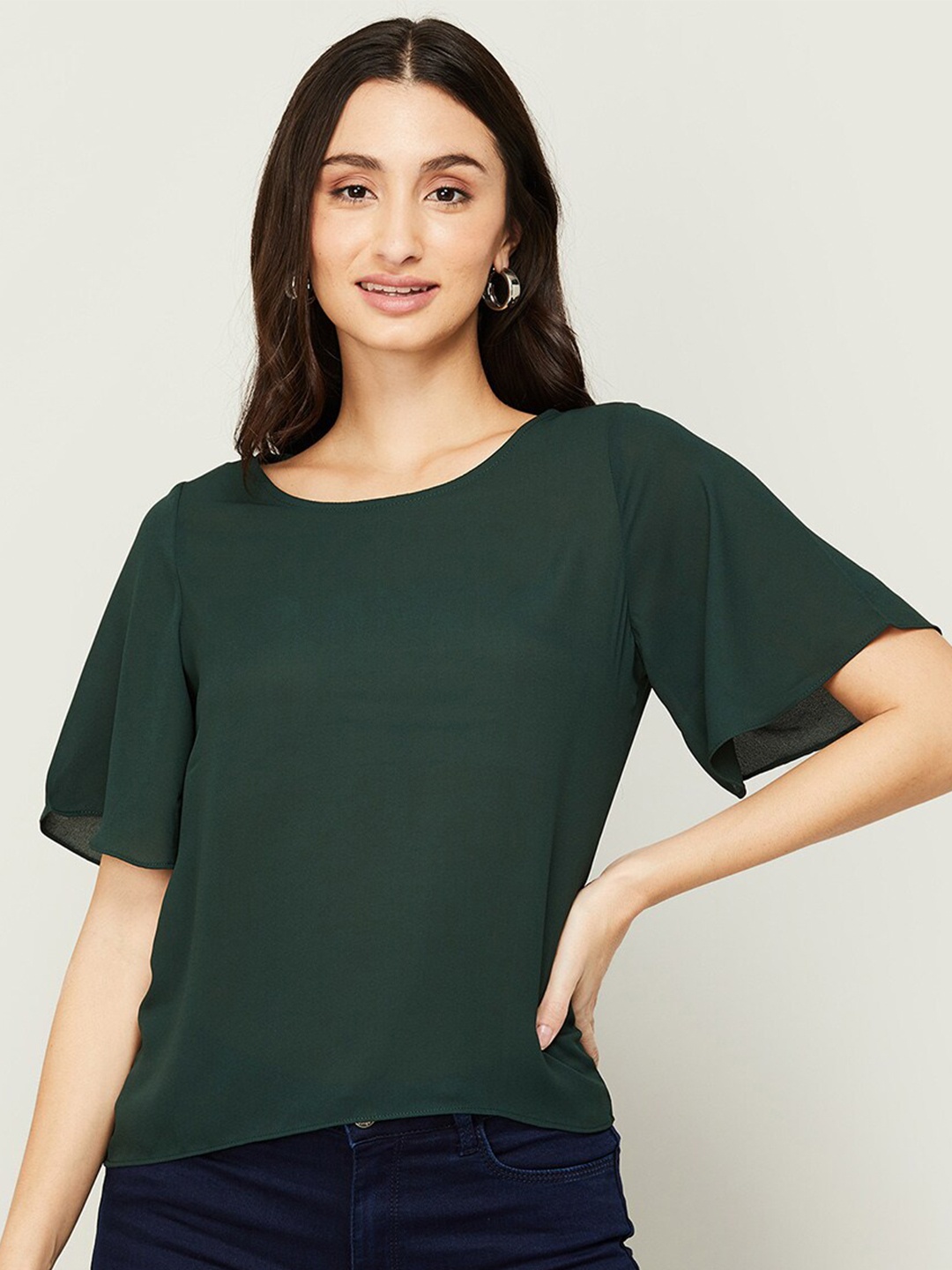 

CODE by Lifestyle Flared Sleeves Regular Top, Green
