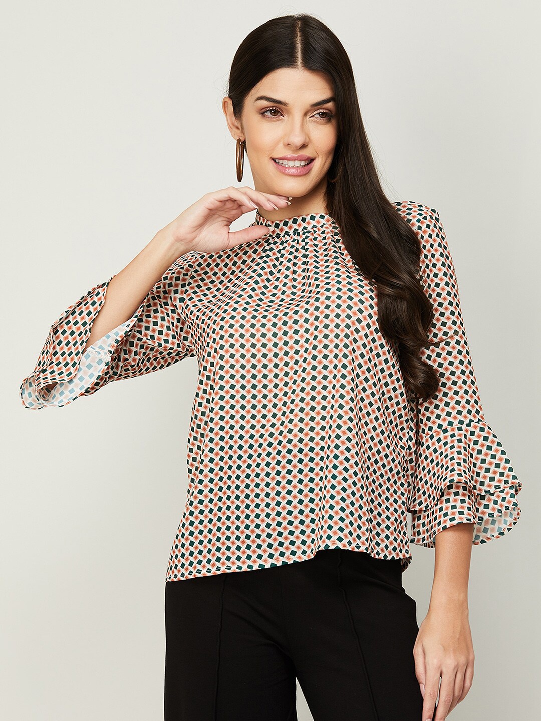 

CODE by Lifestyle Geometric Print Top, Green