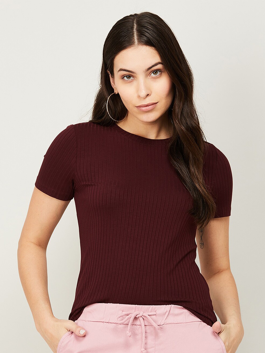 

CODE by Lifestyle Fitted Top, Burgundy
