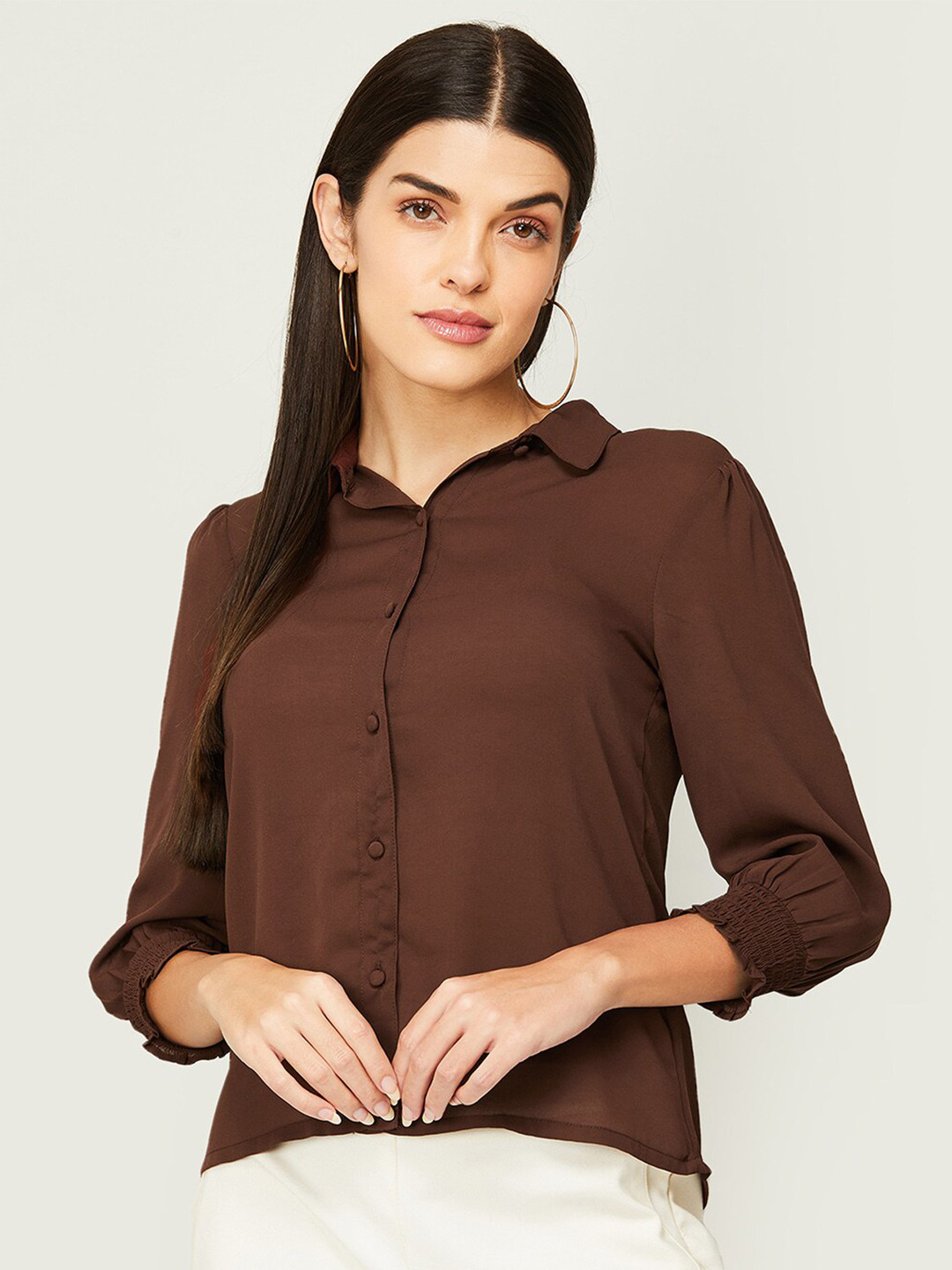 

CODE by Lifestyle Brown Shirt Style Top