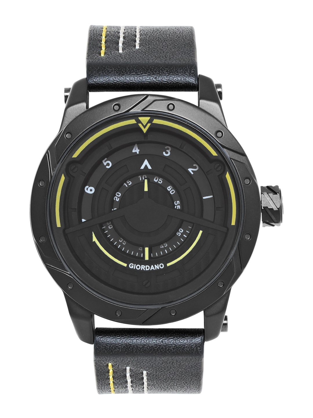 

GIORDANO Men Leather Textured Straps Analogue Watch, Black