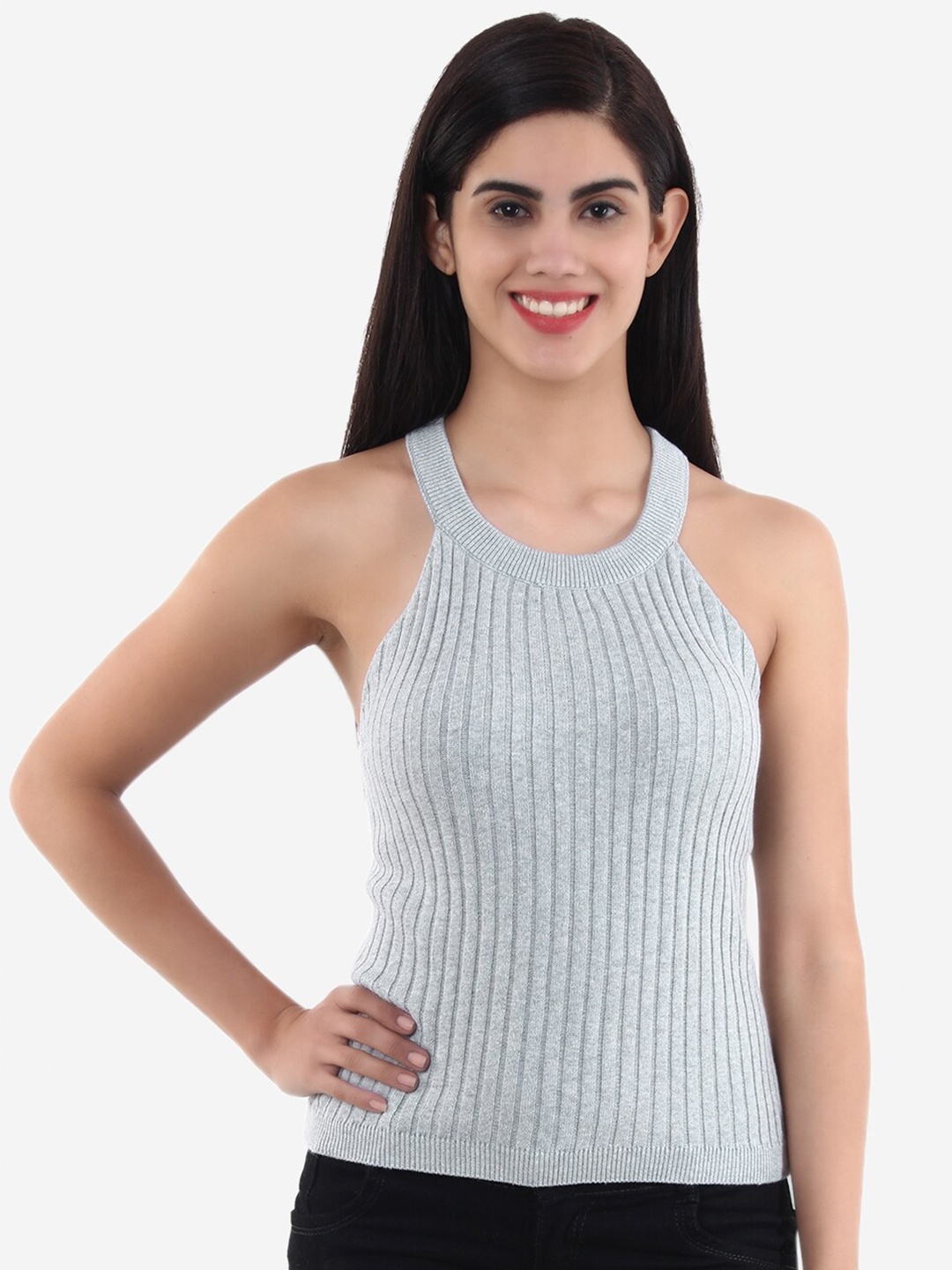 

JoE Hazel Grey Pure Cotton Halter Neck Top