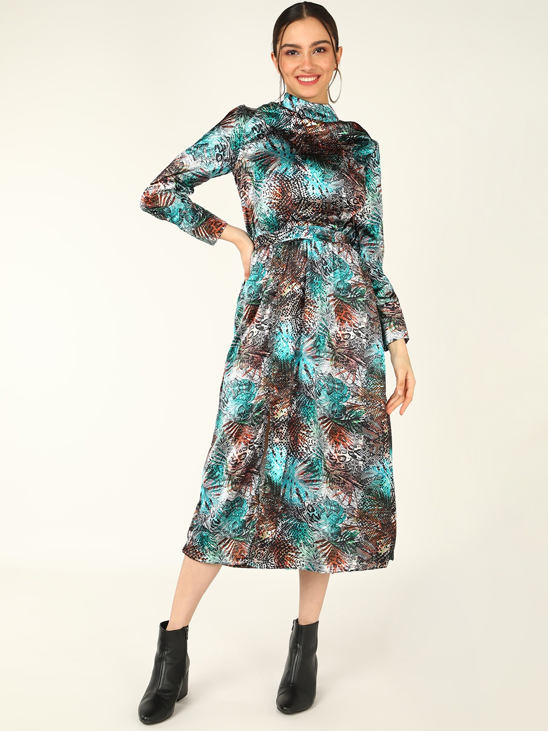 

DODO & MOA Satin Midi Dress, Green