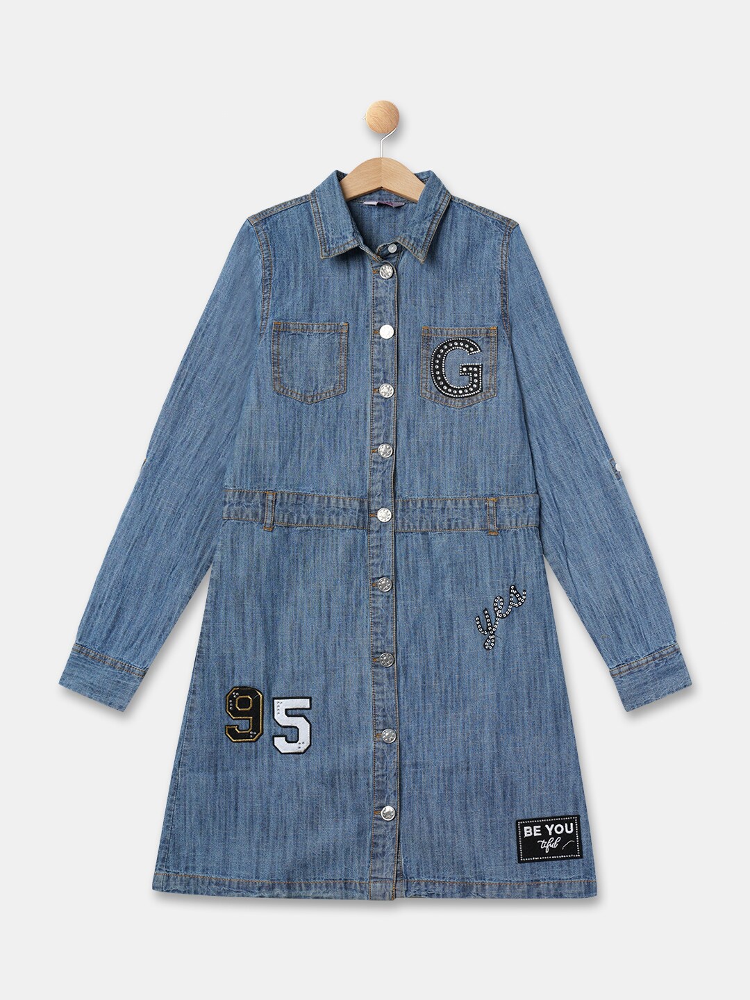 

R&B Girls A-Line Cotton Dress, Blue