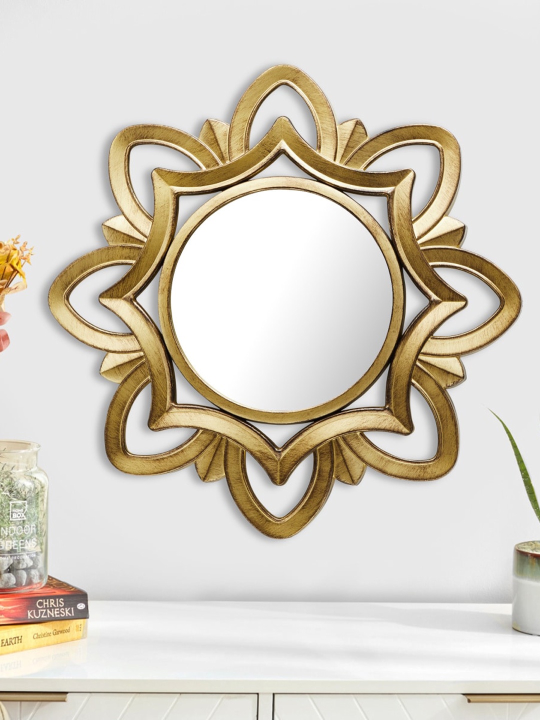 

Home Centre Corsica Reflection Gold-Toned Textured Decorative Wall Mirror