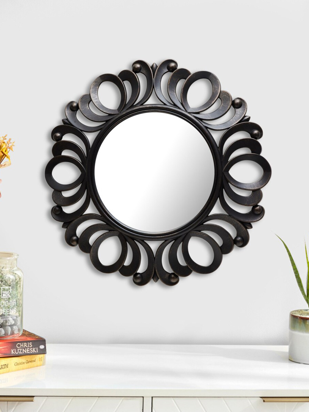 

Home Centre Corsica Reflection Black Textured Round Wall Mirror