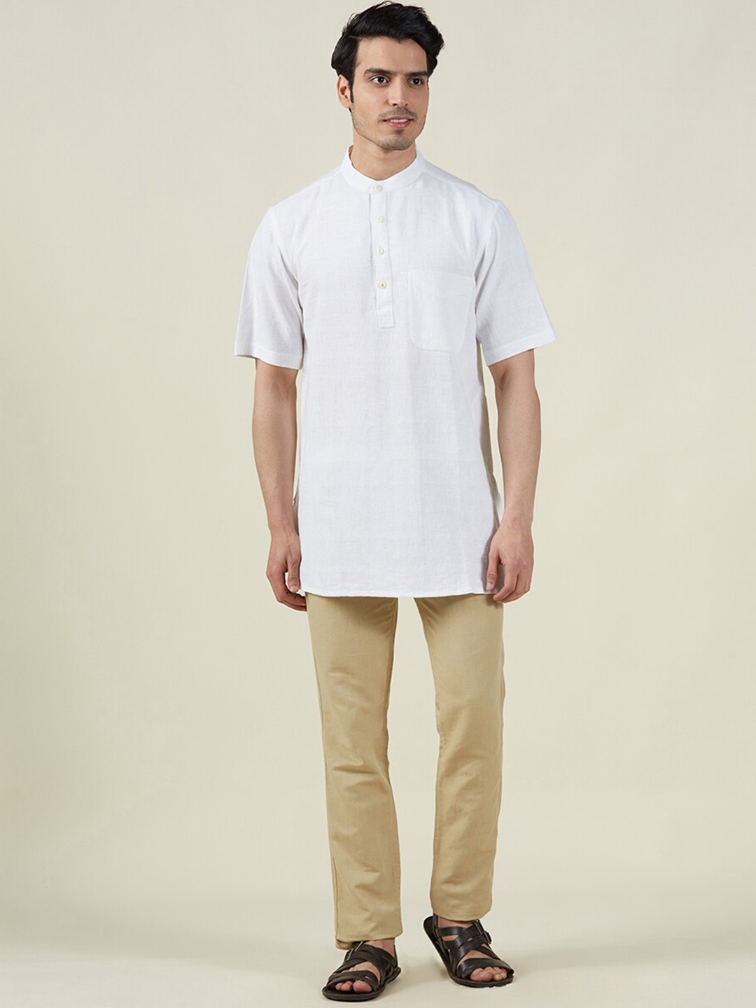 

Fabindia Men Cotton Mandarin Collar Kurta, White