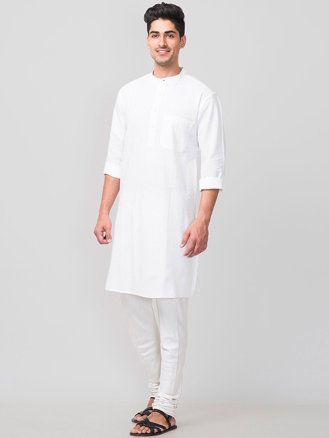

Fabindia Men Cotton Mandarin Collar Kurta, White