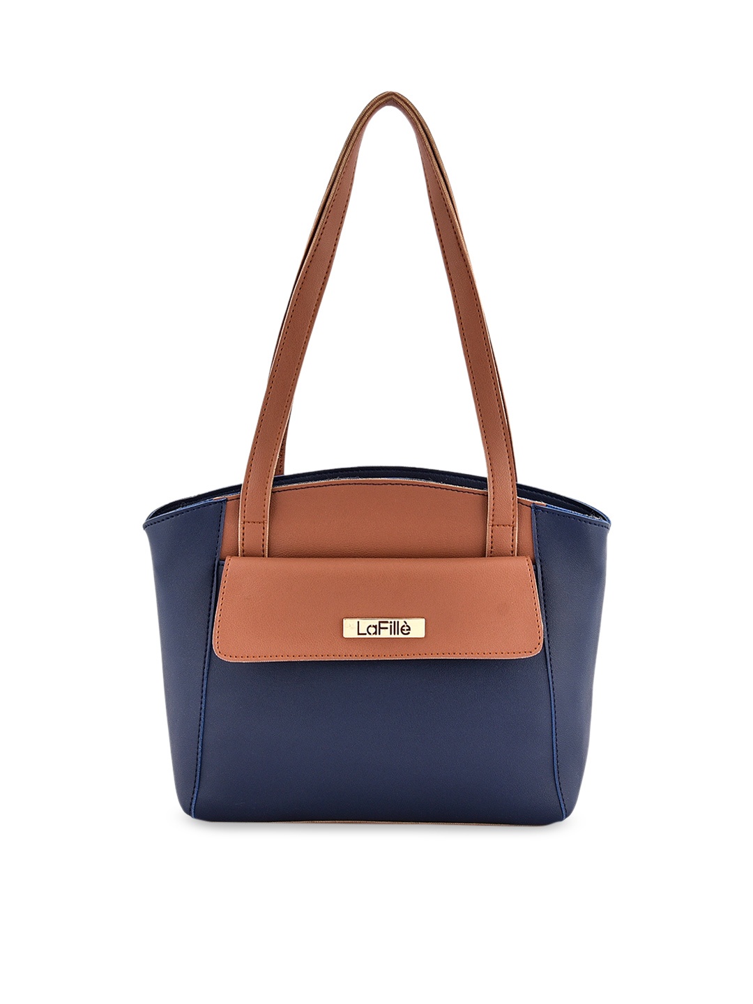 

LaFille Colourblocked PU Structured Shoulder Bag, Navy blue