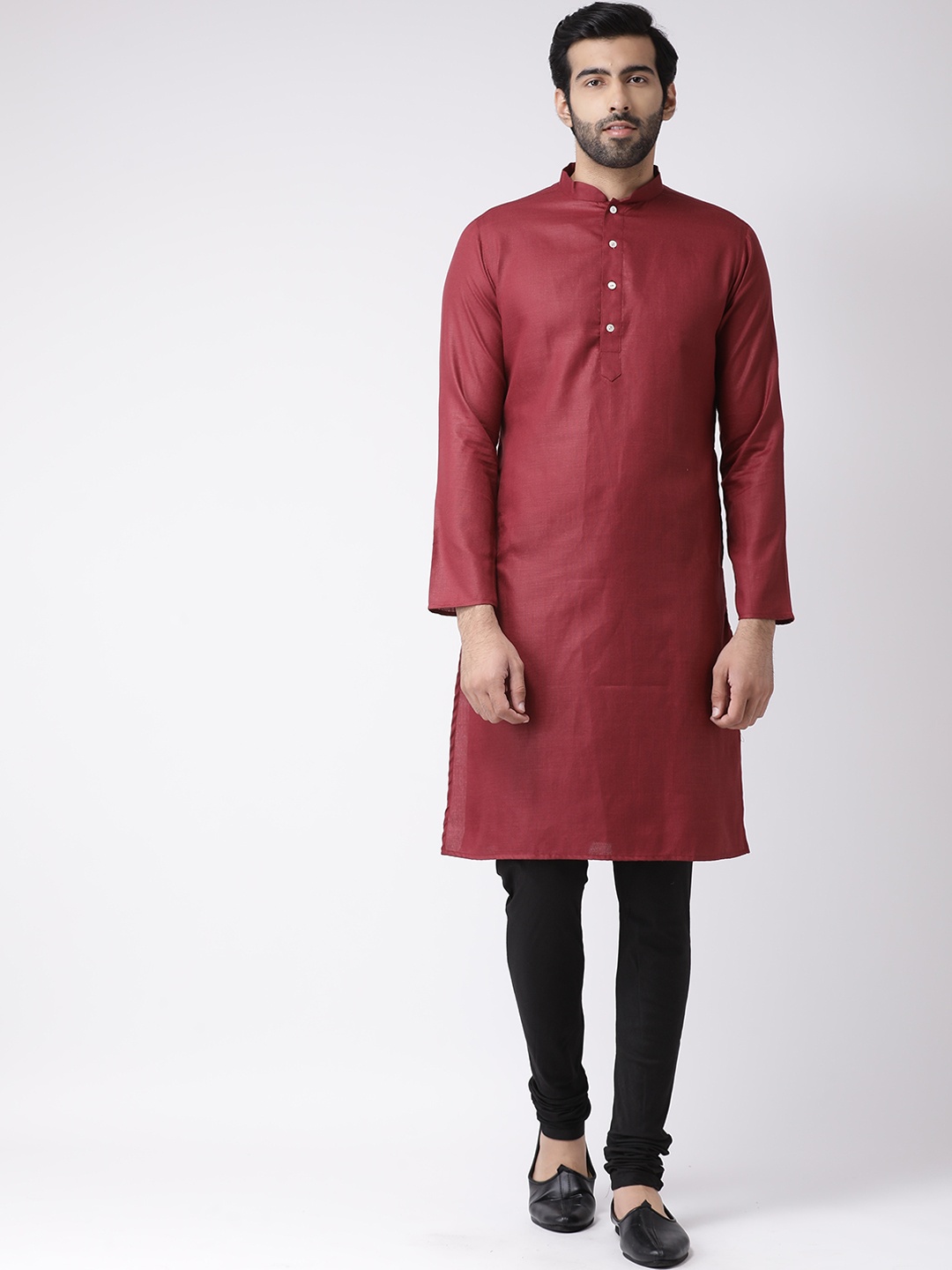 

KISAH Mandarin Collar Straight Regular Knee Length Kurta, Maroon