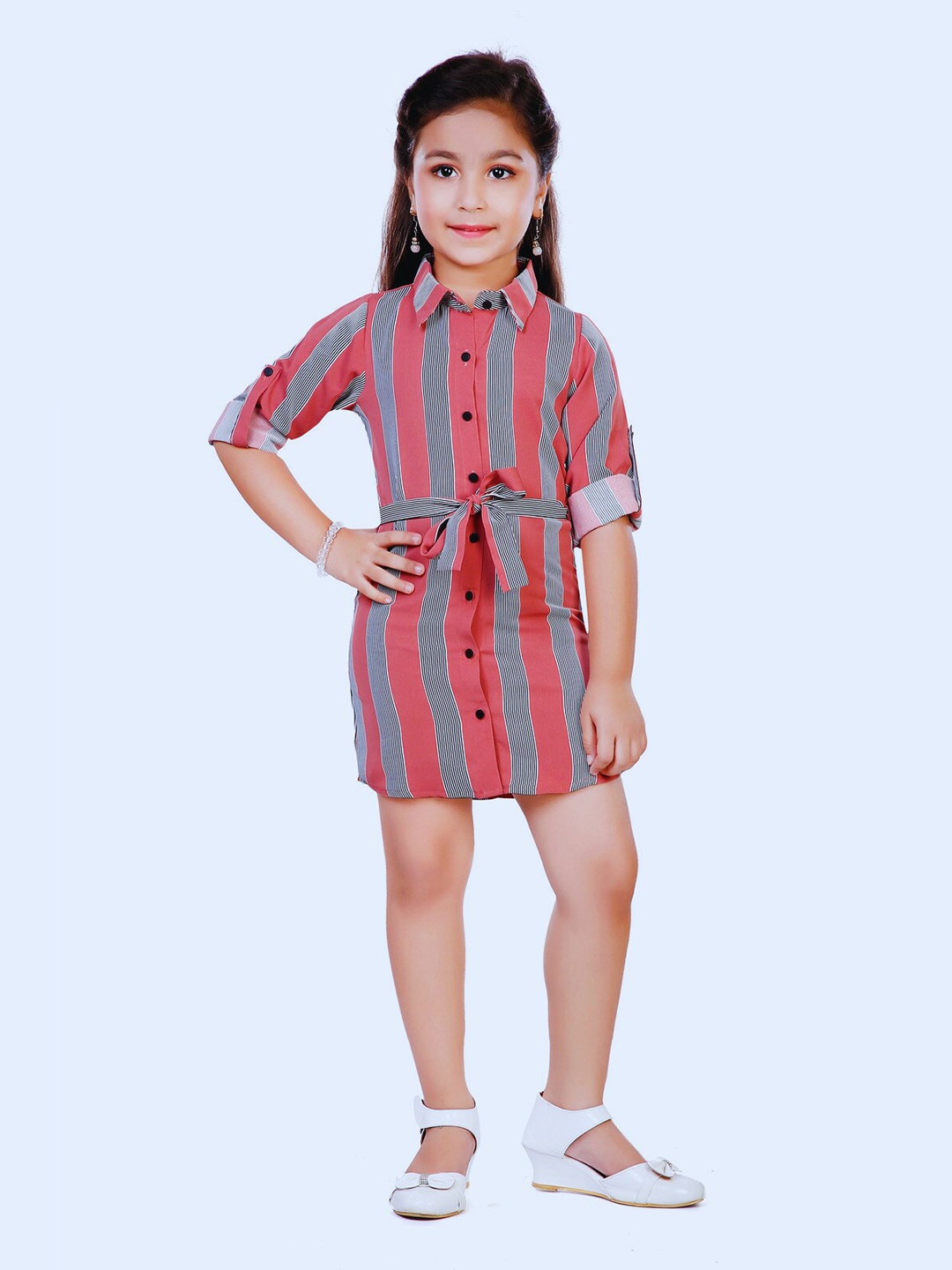 

Hunny Bunny Girls Striped Shirt Dress, Rust
