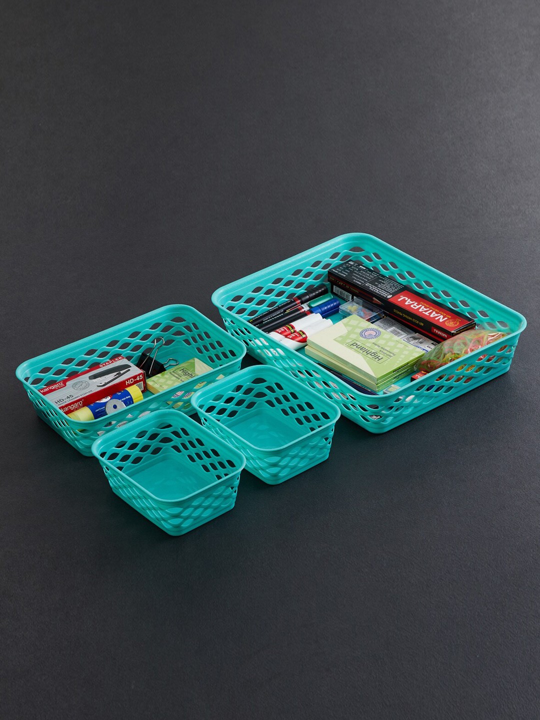 

Home Centre Teal 4 Pieces Cut-Out Polypropylene Storage Organiser