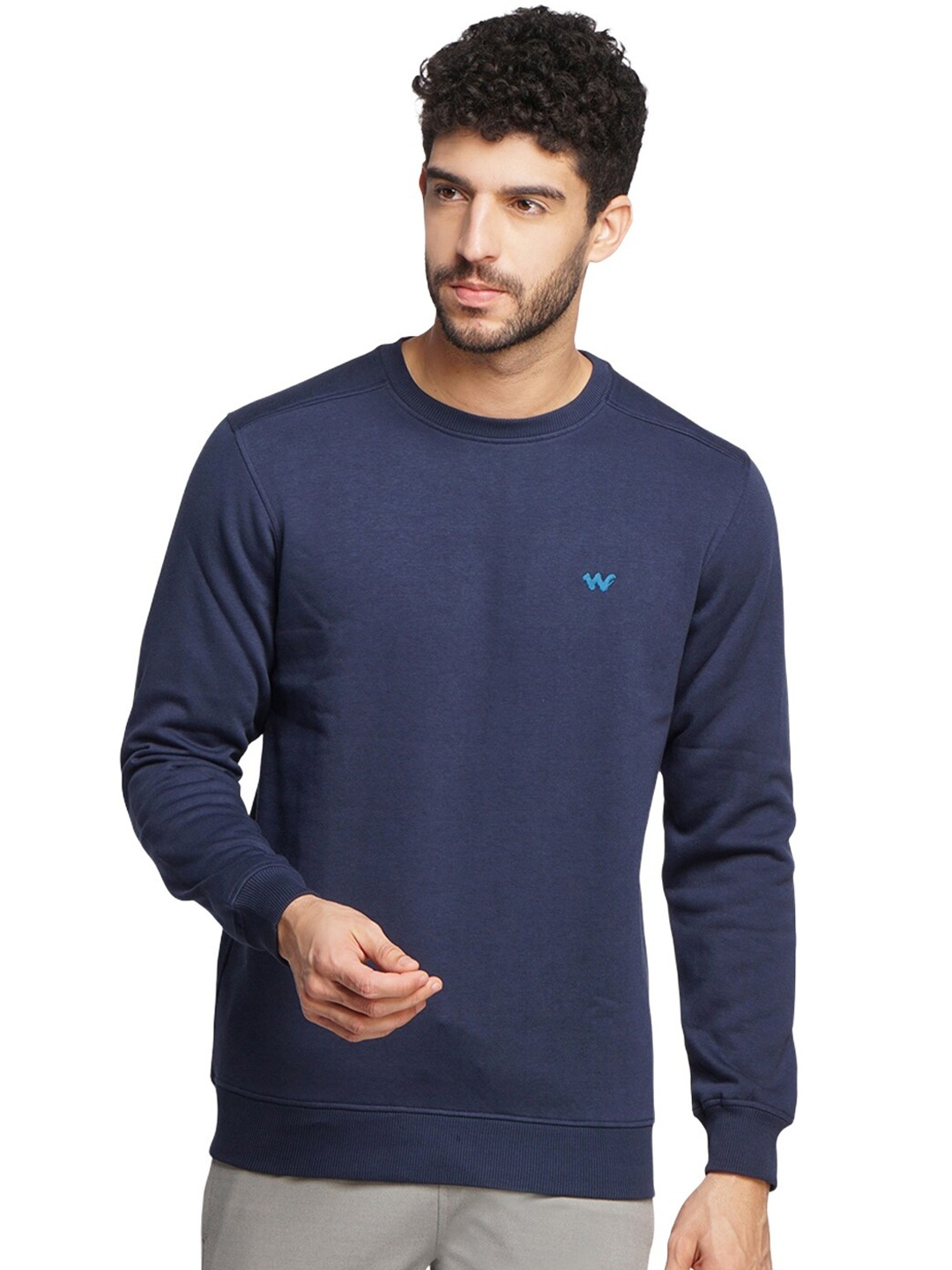 

Wildcraft Men Navy Blue Cotton Sweatshirt