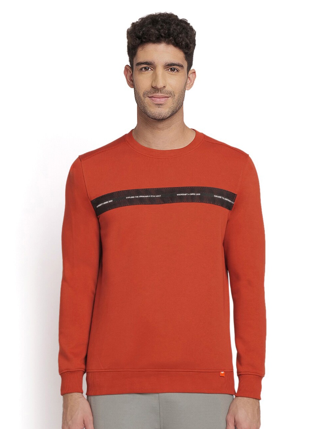 

Wildcraft Men Rust Cotton Sweatshirt