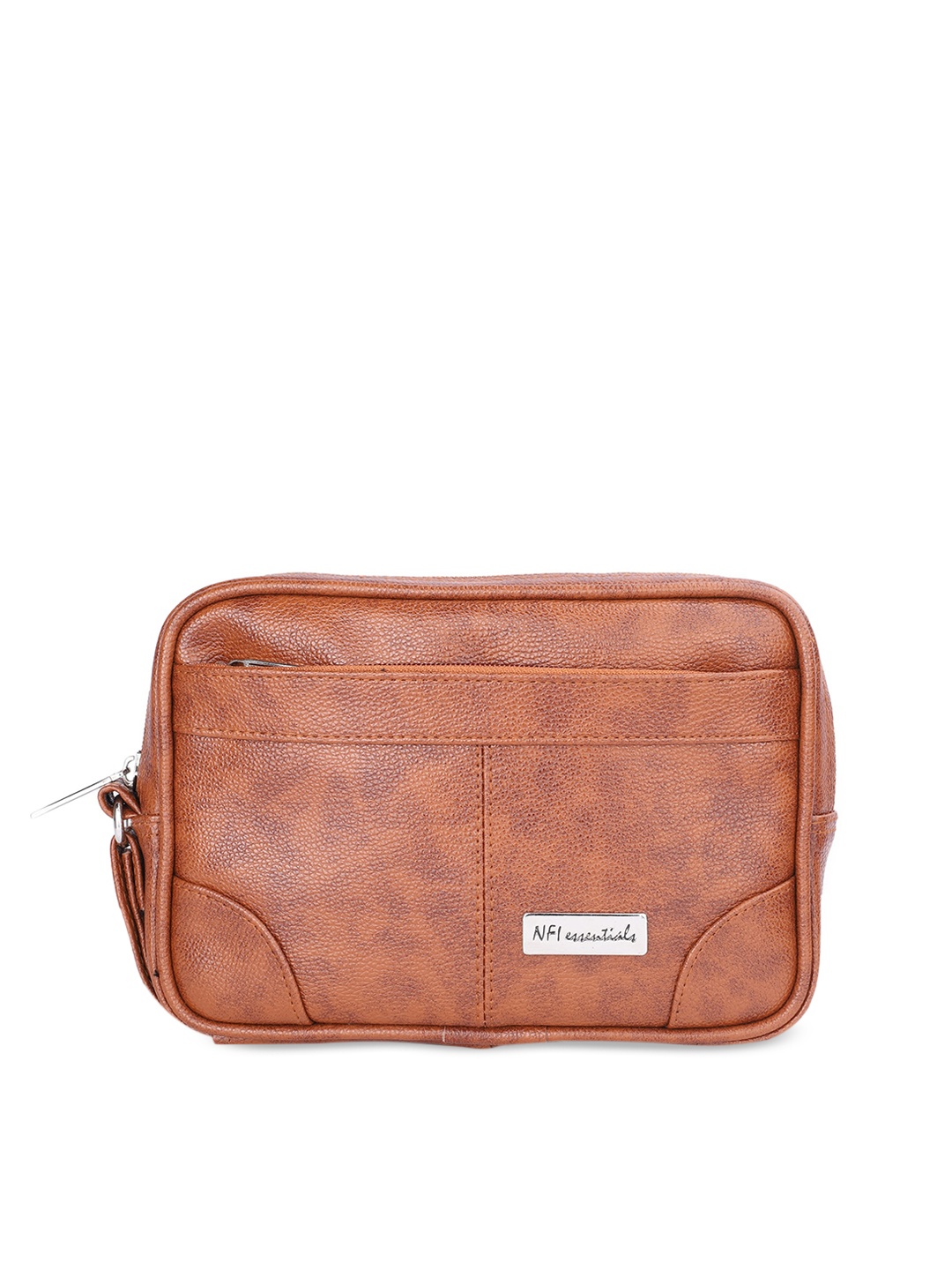 

NFI essentials Men Tan PU Leather Travel Pouch