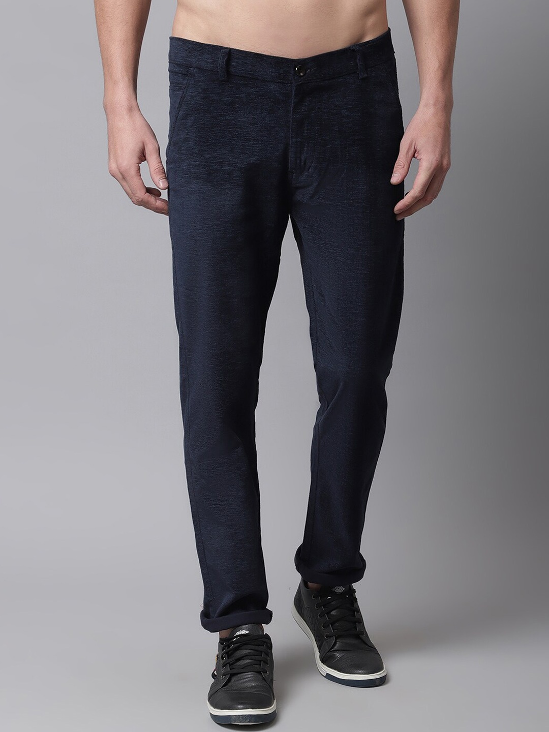 

Rodamo Men Slim Fit Corduroy Trouser, Navy blue