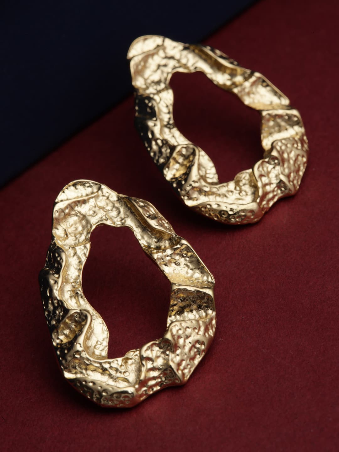 

Sanjog Gold-Plated Contemporary Drop Earrings