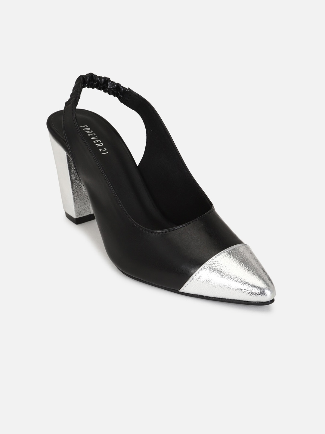 

FOREVER 21 Women Colourblocked Block Pump Heels, Black