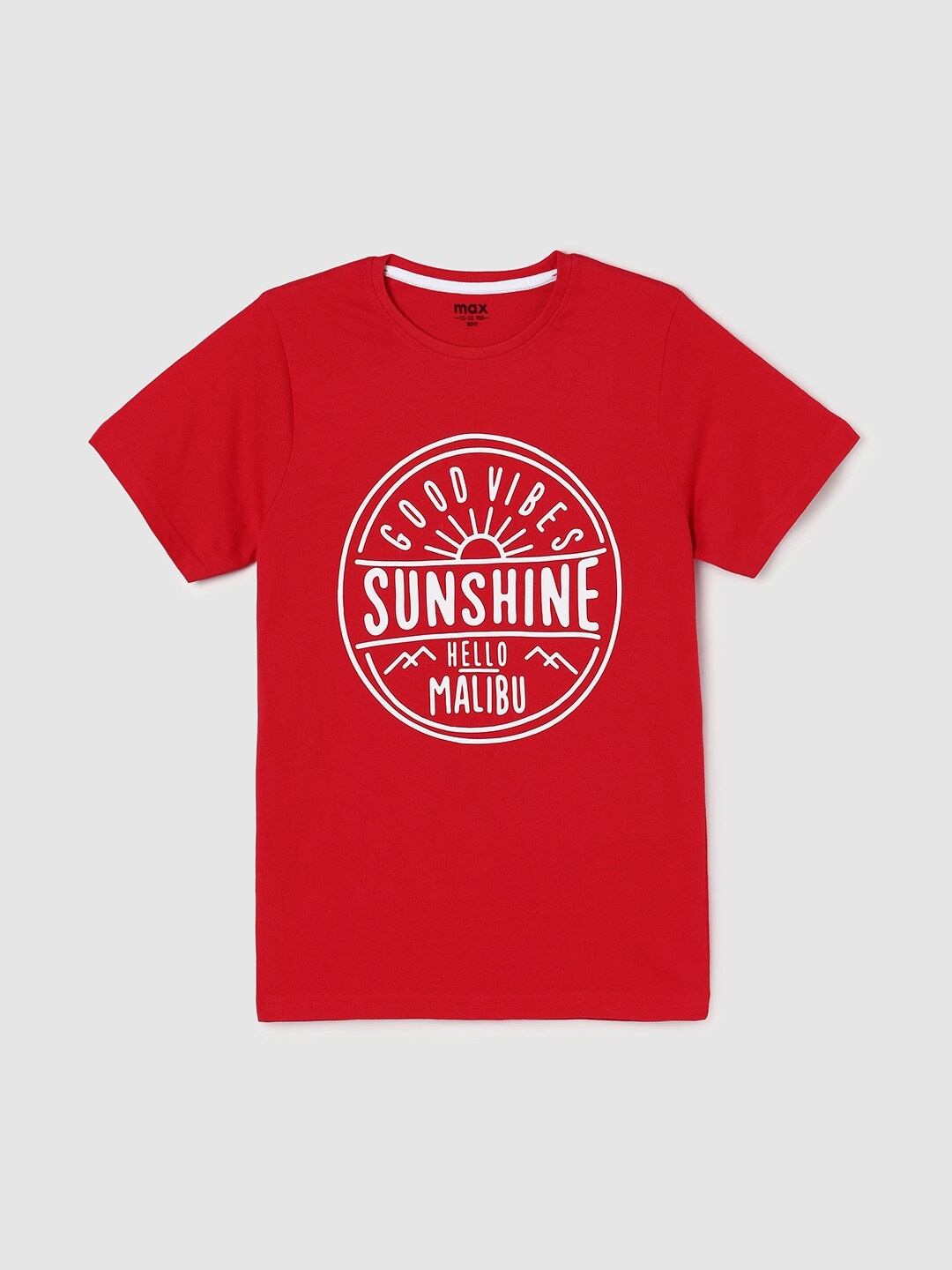 

max Boys Printed Pure Cotton T-shirt, Red