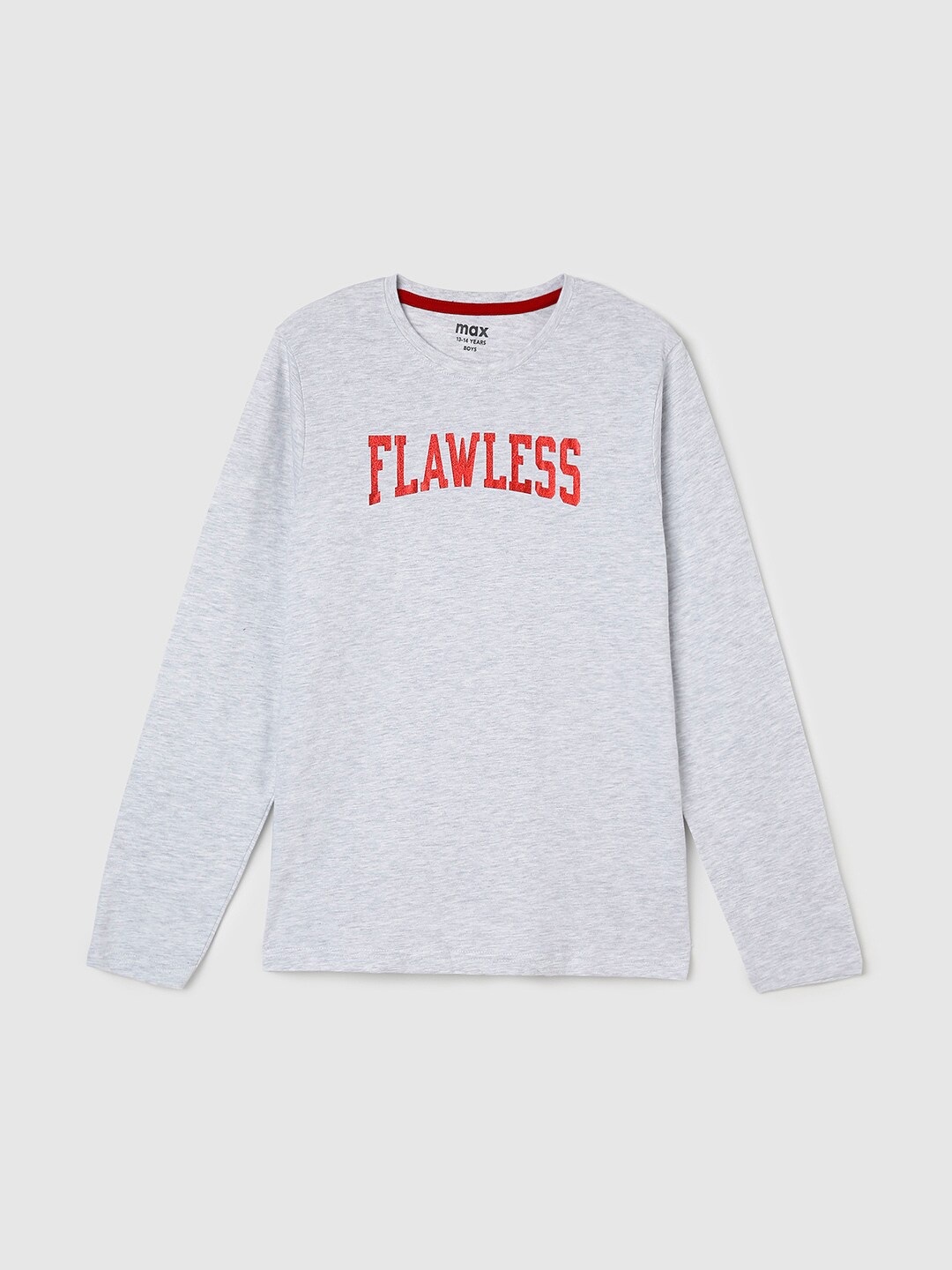 

max Boys Printed Pure Cotton T-shirt, Grey melange