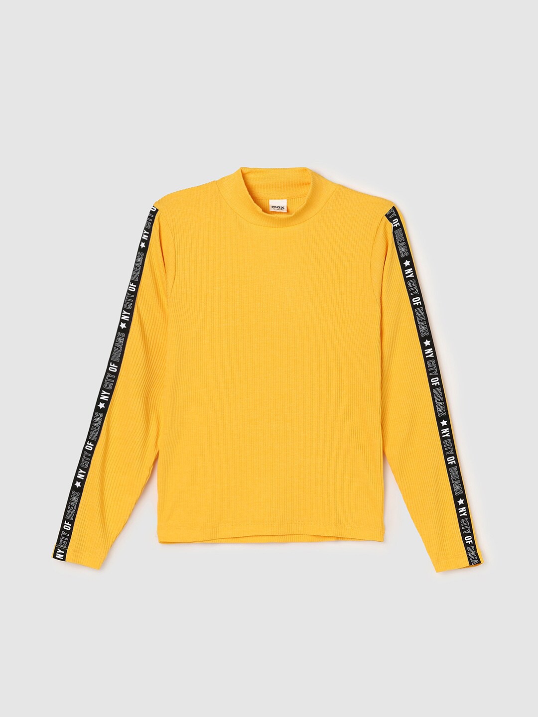 

max Girls High Neck T-shirt, Yellow