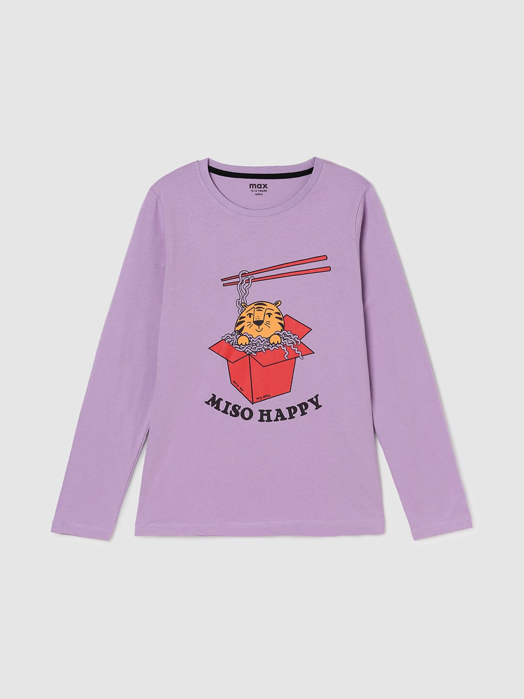 

max Girls Printed Cotton T-shirt, Purple