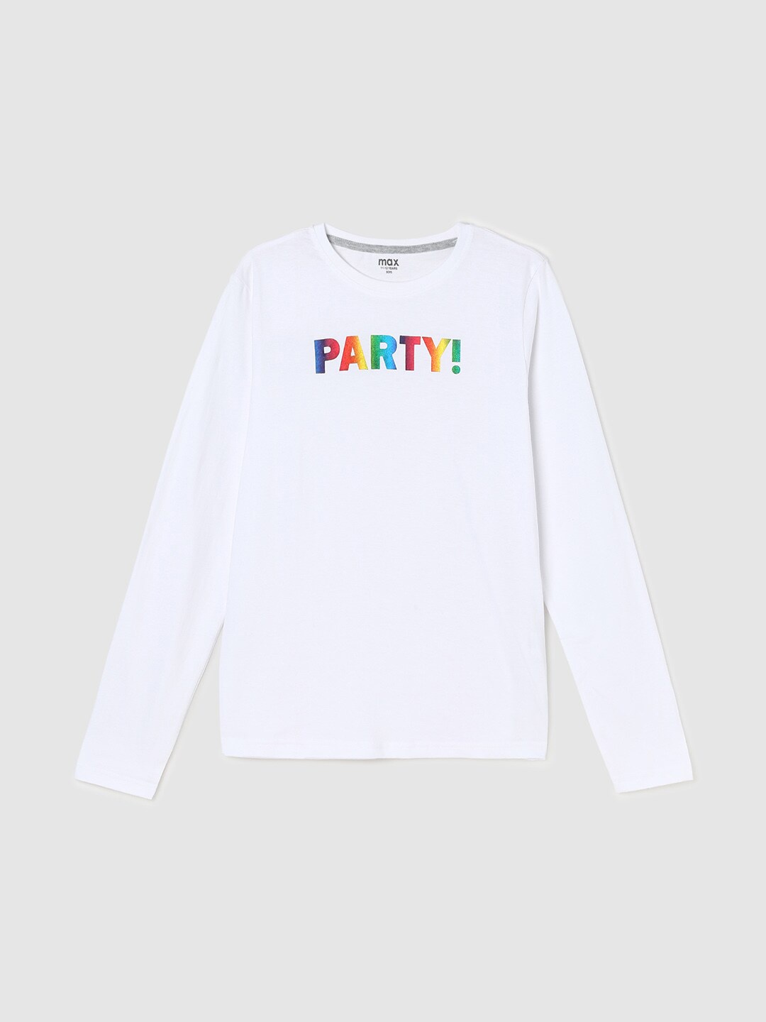 

max Boys Typography Printed Cotton T-shirt, White