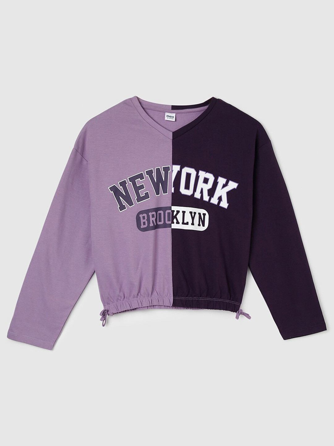 

max Girls Colourblocked Cotton T-shirt, Purple