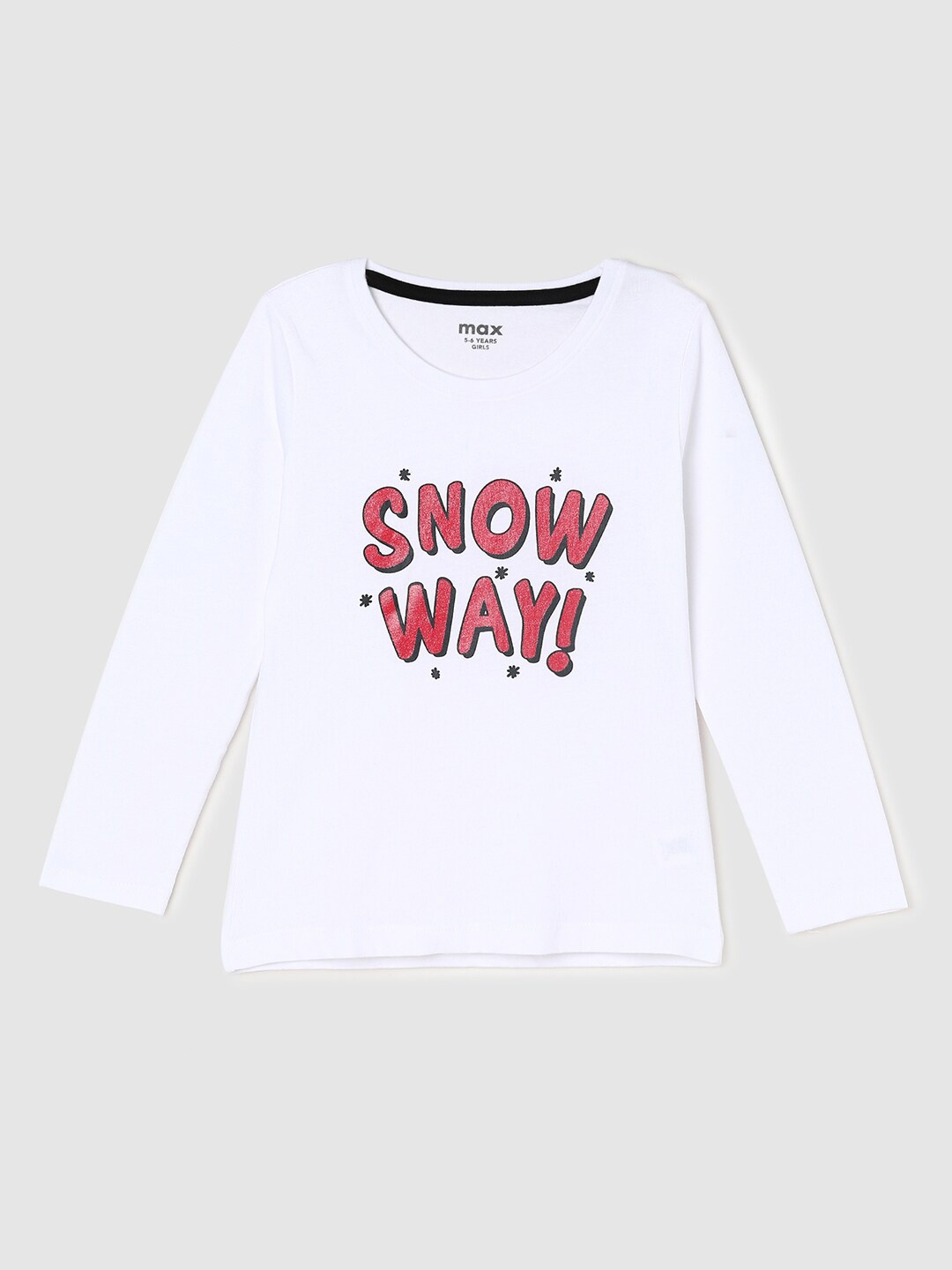 

max Girls Typography Printed Cotton T-shirt, White