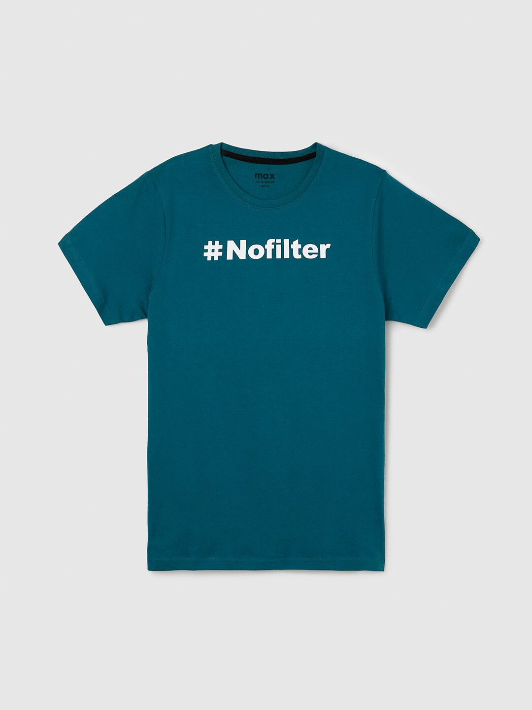 

max Boys Teal Typography Printed Cotton T-shirt