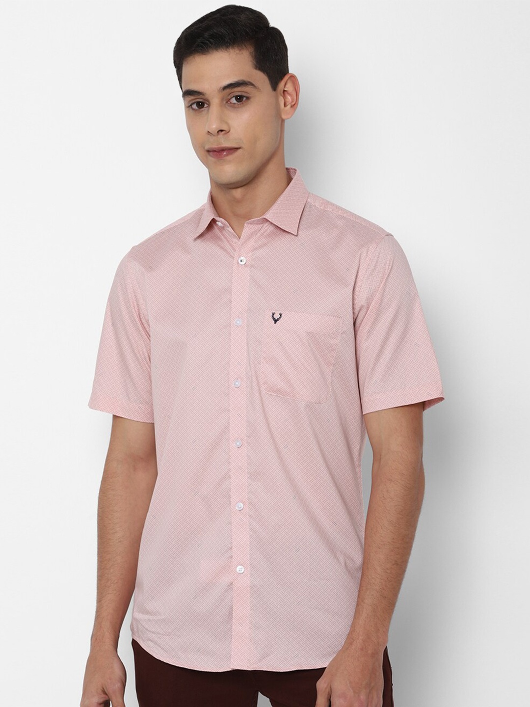 

Allen Solly Men Slim Fit Printed Cotton Casual Shirt, Pink