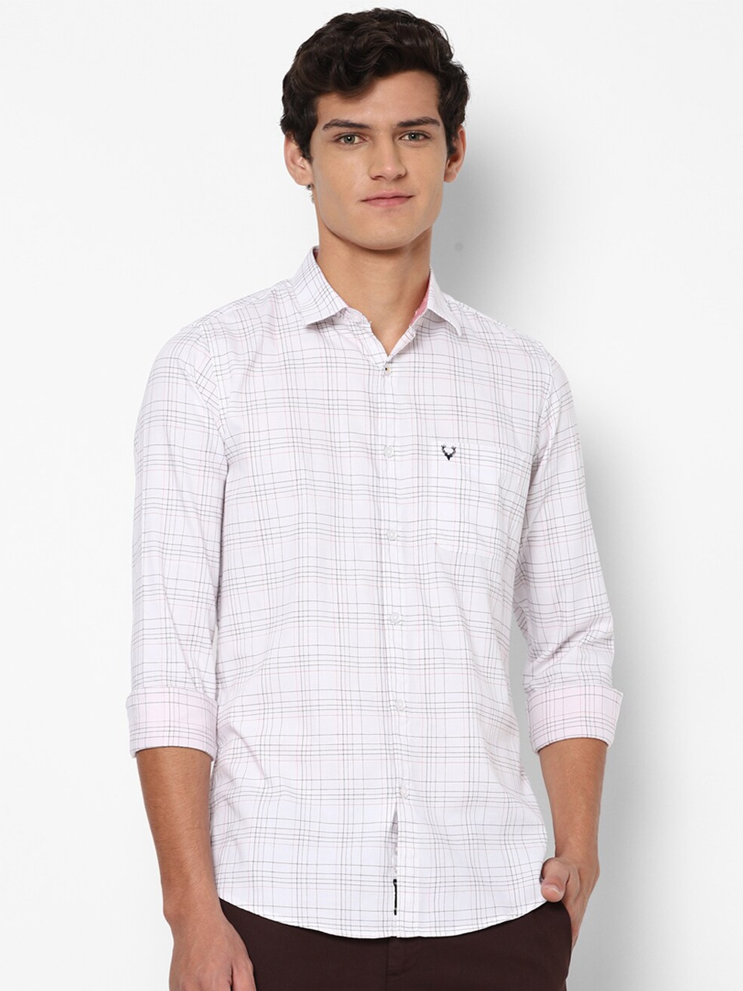 

Allen Solly Men Slim Fit Checked Cotton Casual Shirt, White