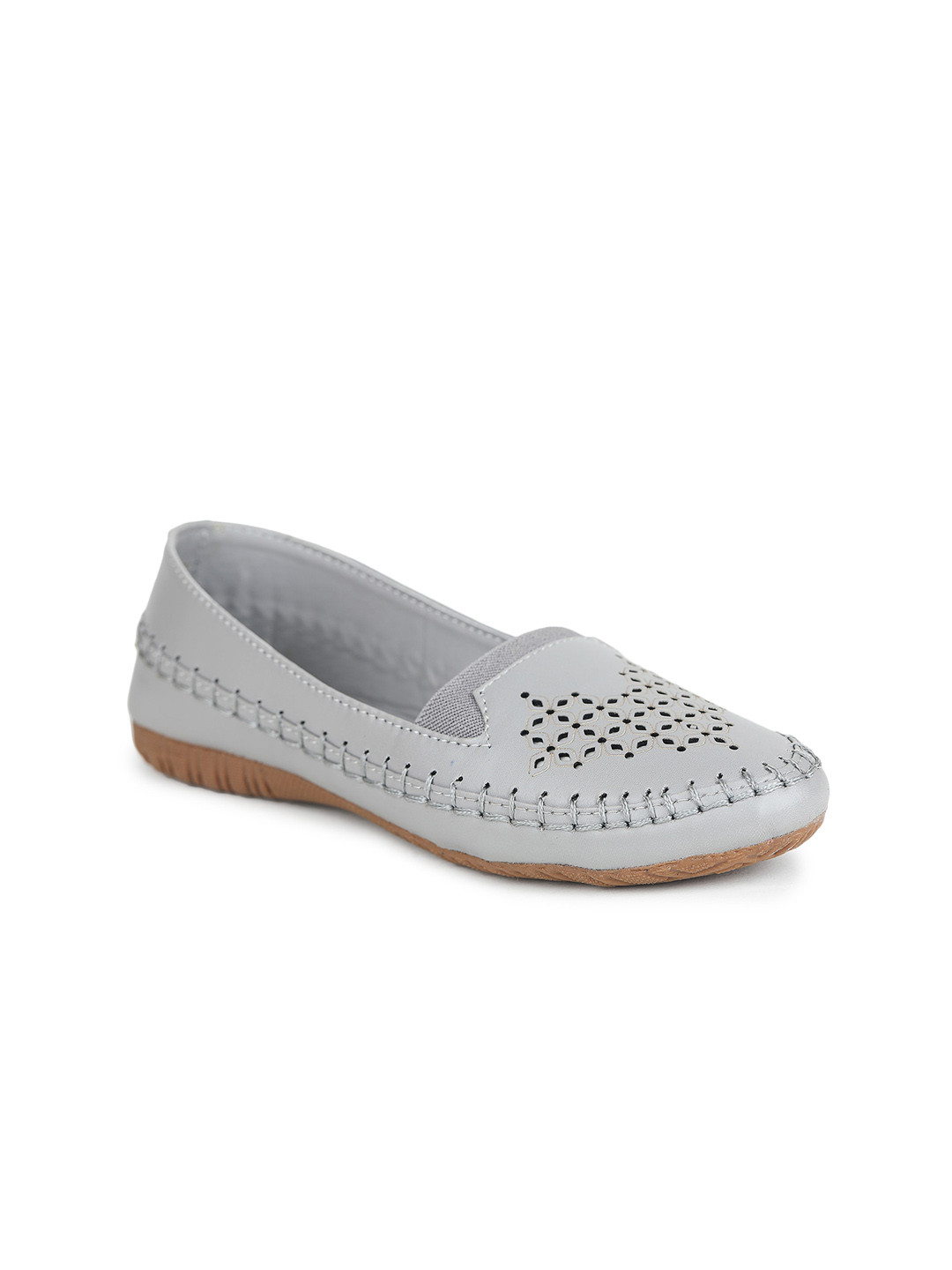 

Moonwalk Women Textured Ballerinas with Laser Cuts, Grey