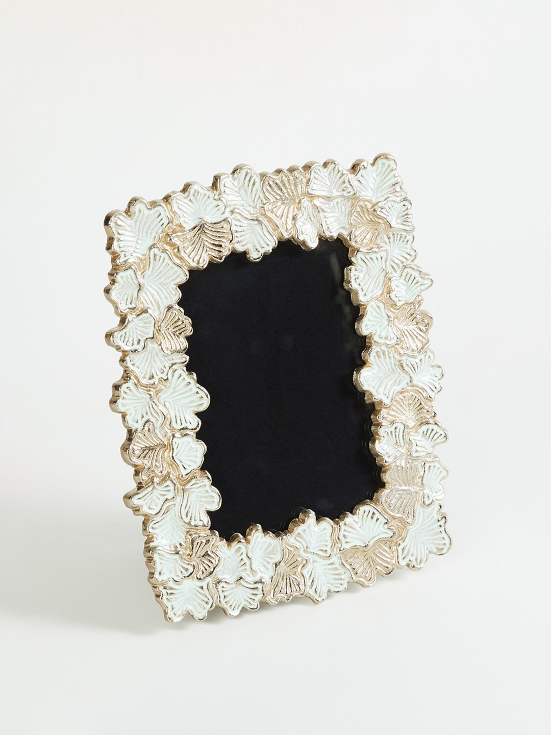 

Home Centre Modern Luxe White & Gold-Toned Textured Glass Photo Frame