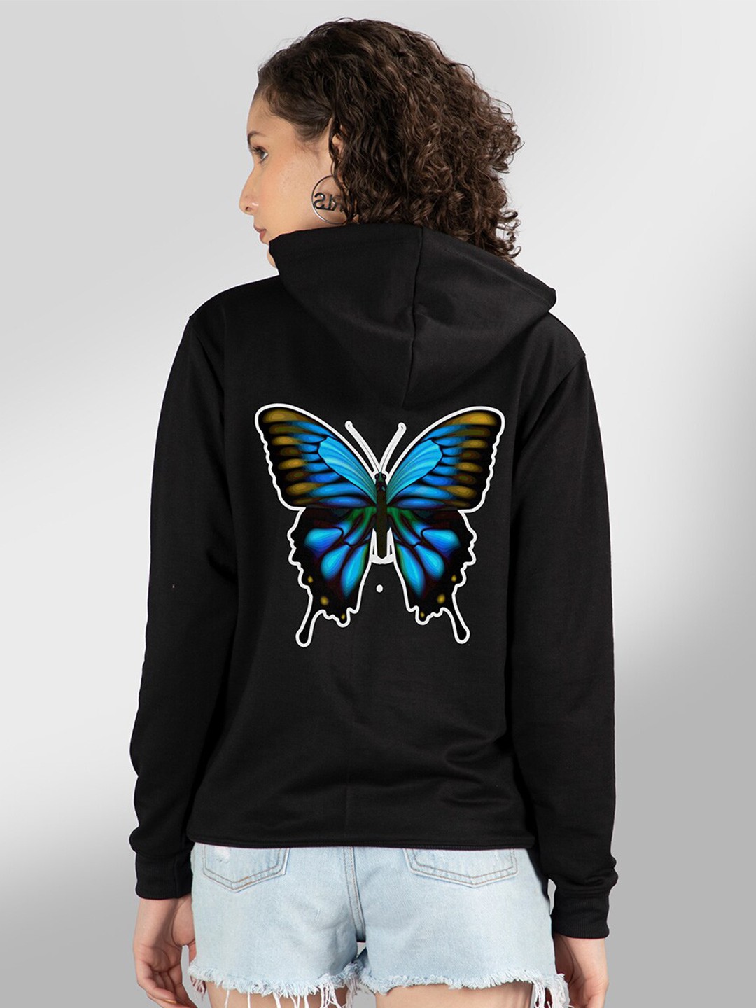 

Mad Over Print Women Black Hooded Sweatshirt
