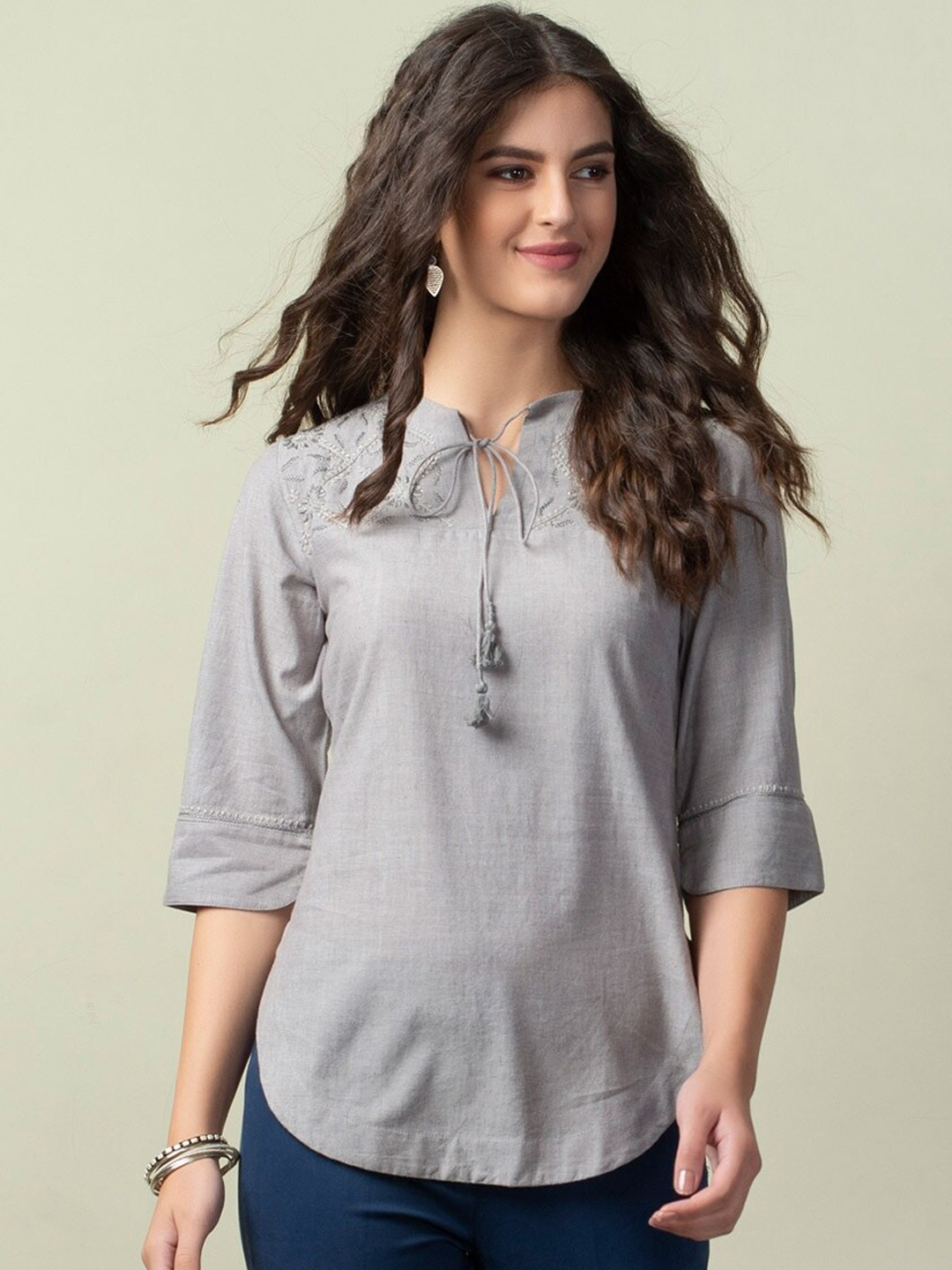 

Fabindia Women Pure Cotton Kurti, Grey