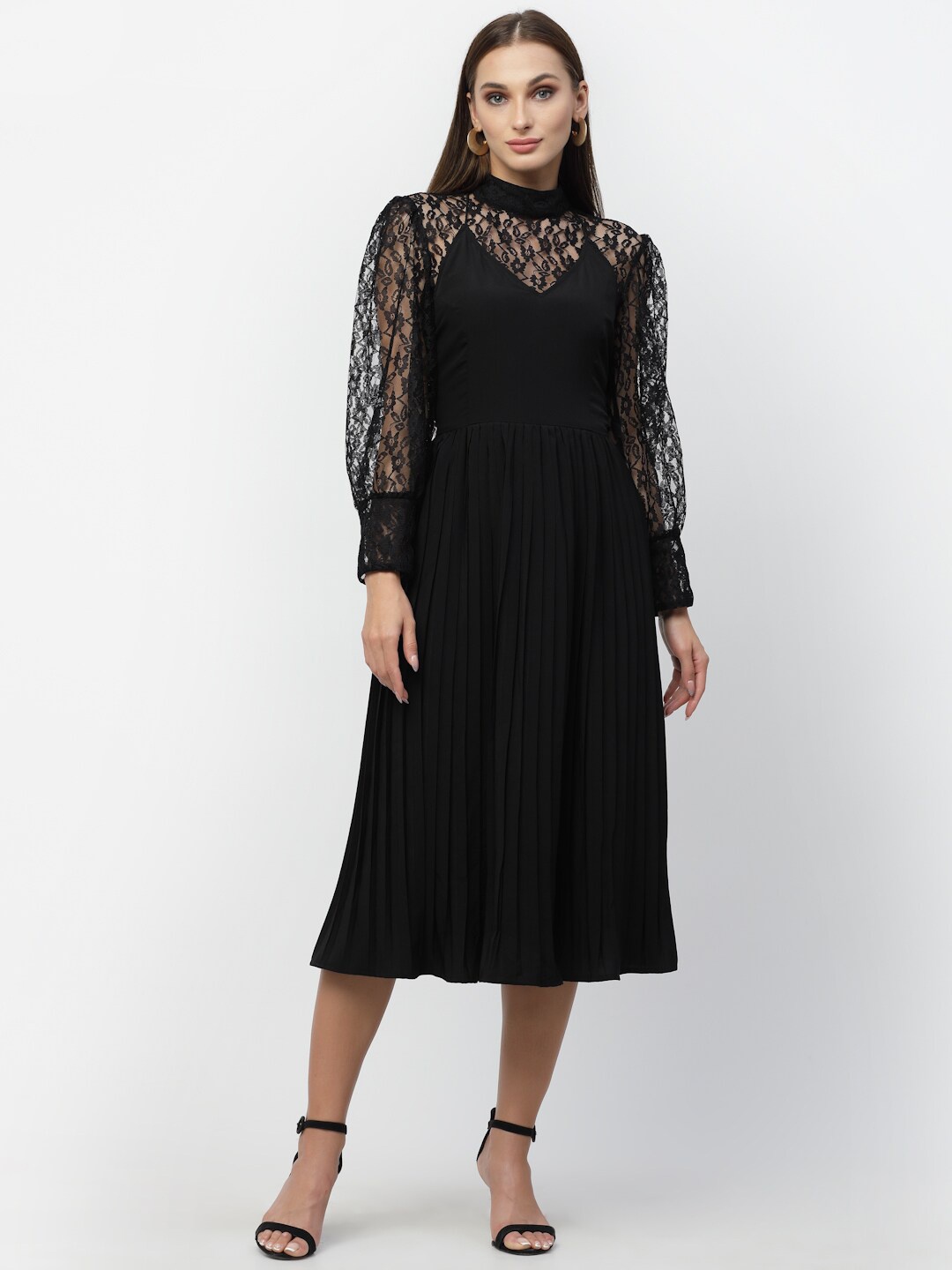 

BLANC9 Self Design Midi Dress, Black