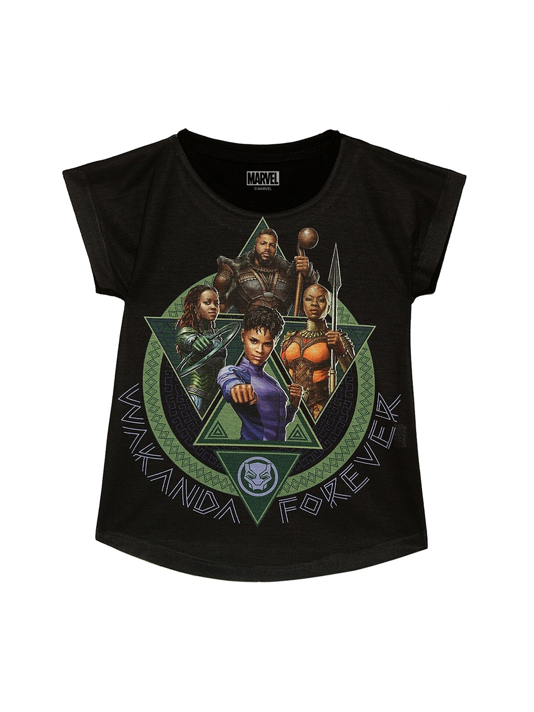 

Marvel by Wear Your Mind Print Extended Sleeves Top, Black