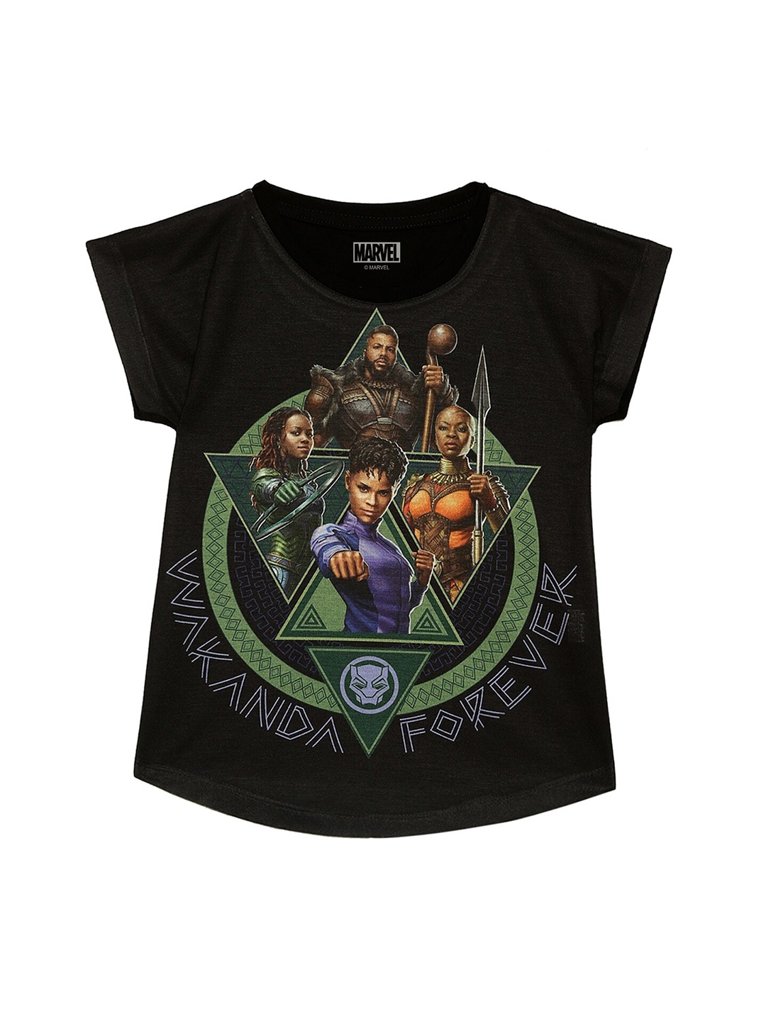 

Marvel by Wear Your Mind Girls Graphic Print Top, Black