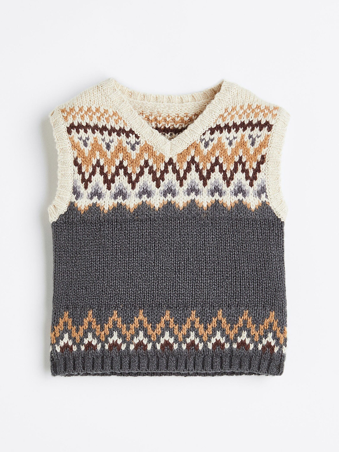 

H&M Boys Jacquard-Knit Sweater Vest, Grey