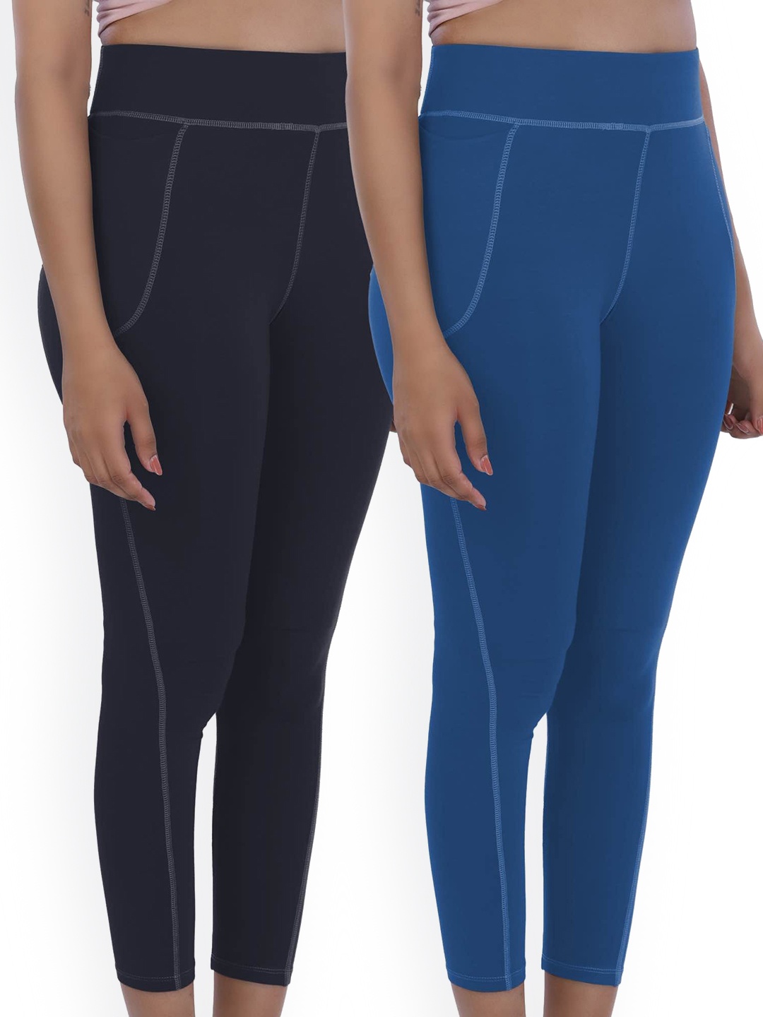 

FREECULTR Women Set Of 2 High-Waist Ankle Length Sweat-proof Body Adaptive Activewear Leggings, Grey